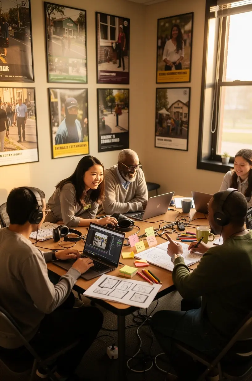 Community members participating in a composting workshop.