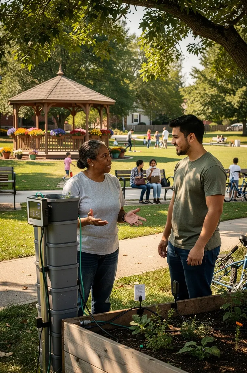 Community members collaborating at a hackathon event.