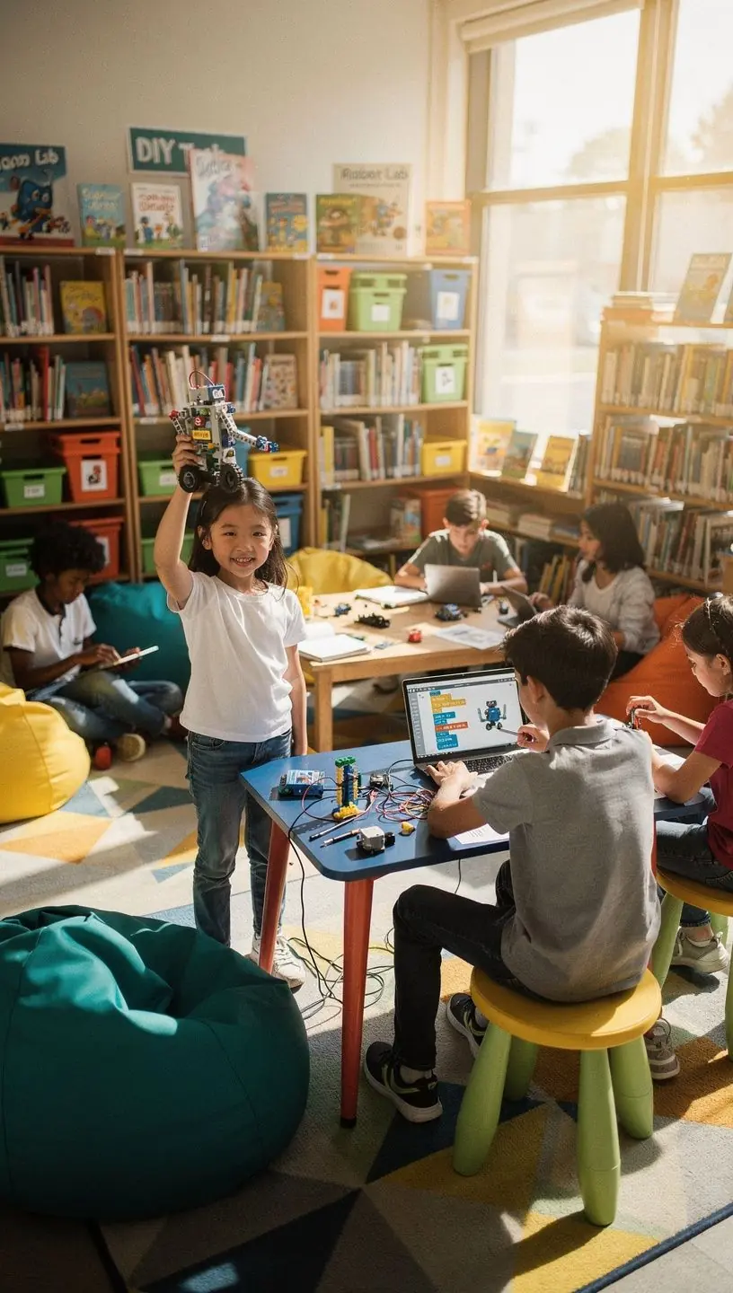 Neighbors collaborating on community tech solutions.